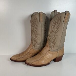 Vintage Dan Post Lizard Cowboy Boots | Golden Spur Collection | Blonde | 10 D